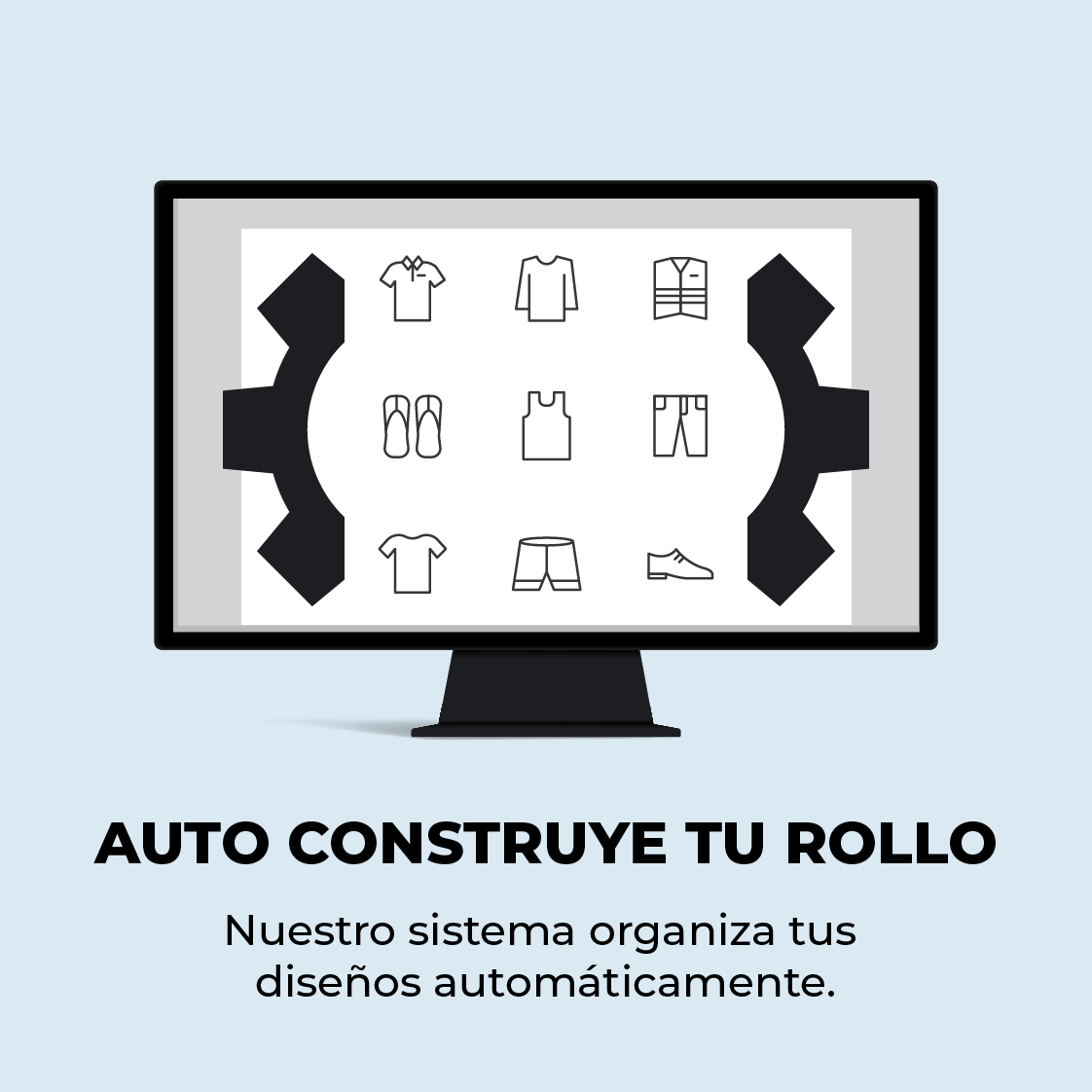 Sistema automático que acomoda múltiples diseños DTF en un rollo de 30 pulgadas.